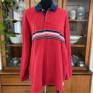 Vintage 90’s Eddie Bauer Denim Collared Long Sleeve Polo Shirt